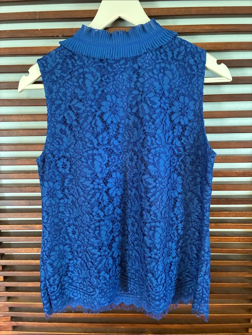 🎉NEW LISTING!🎉J. Crew Royal Blue Lace Sleeveless Top with Pleated Collar